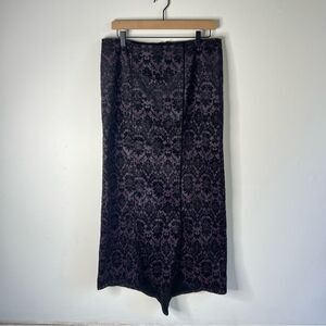LIP SERVICE Vintage Black and Purple Velvet Lace Maxi Pencil Skirt Large LA USA